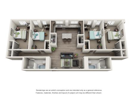 4 Bedroom Floor Plan | IU Campus Apartments | Avenue on College