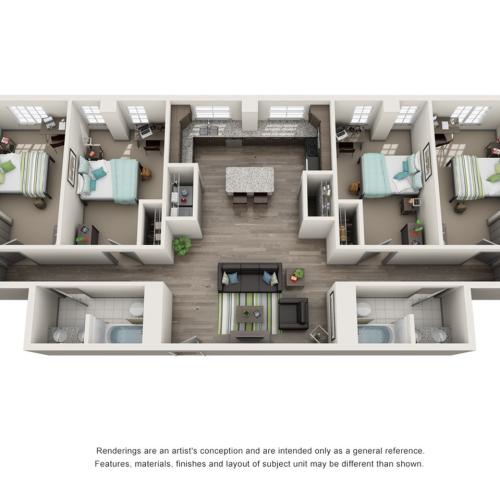 4 Bedroom Floor Plan | IU Campus Apartments | Avenue on College
