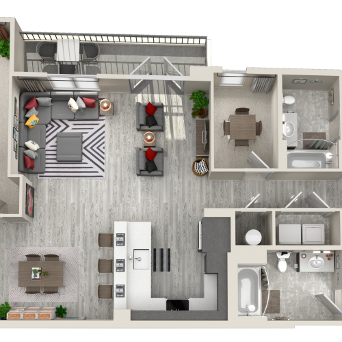 3 Bedroom, 3 Bathroom Penthouse B Floorplan