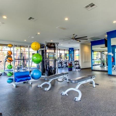 fitness center at student housing community