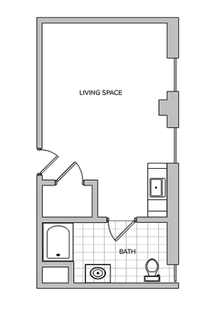Studio 1 bath floorplan