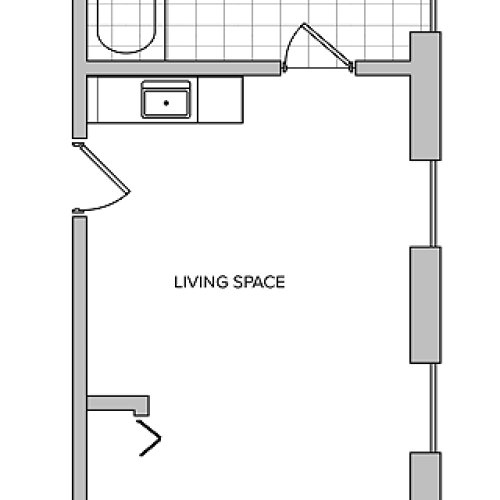 Studio 1 Bath Floorplan