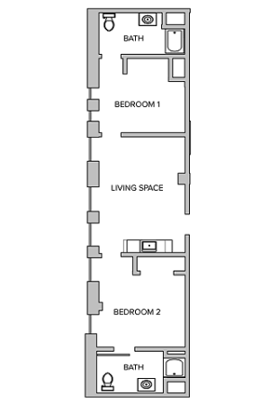 Two Bedroom Two Bathroom Floorplan