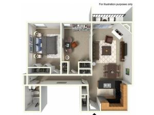 1 Bedroom Den Floor Plan  | Lake+House Apartments | Wheeling IL Apartments