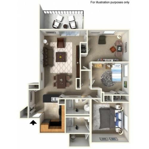 3 Bedroom S Floor Plan  | Lake+House Apartments | Wheeling IL Apartments