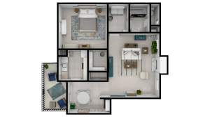 Willow Trace A2 - 1 Bed 1 Bath 696 Sq Ft