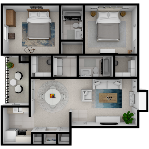 Willow Trace B3 - 2 Bed 2 Bath 940 Sq Ft