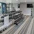 Fitness center free weights and weight rack