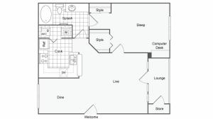 1 Bedroom Floor Plan | Luxury Apartments For Rent In Dallas TX | Arrive on University