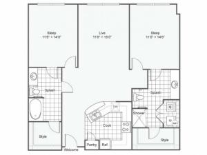 Floor Plan 19 | Dallas Texas Apartments Downtown | Arrive West End