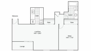 1 Bedroom Floor Plan | Apartments In Chesterfield Mo | Magnolia Apartment Homes