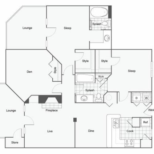Floor Plan 8 | Apartments For Rent Near Atlanta | Arrive Perimeter