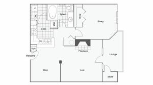 Floor Plan 2 | 2 Bedroom Apartments For Rent In Atlanta GA | Arrive Perimeter