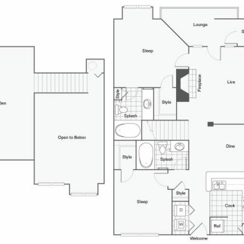 Floor Plan 7 | 2 Bedroom Apartments For Rent In Atlanta GA | Arrive Perimeter
