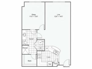 Floor Plan 8 | Downtown Dallas Apartments | Arrive West End