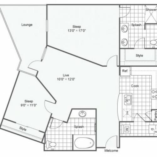 Floor Plan 14 | Dallas Texas Apartments Downtown | Arrive West End