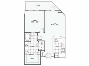 Floor Plan 1 | Luxury Downtown Dallas Apartments | Arrive West End