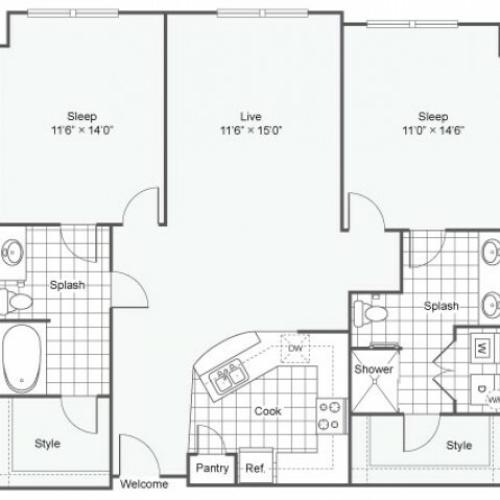 Floor Plan 21 | Luxury Downtown Dallas Apartments | Arrive West End