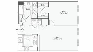 Floor Plan 118| Alamo Apartments San Antonio TX | Arrive Eilan
