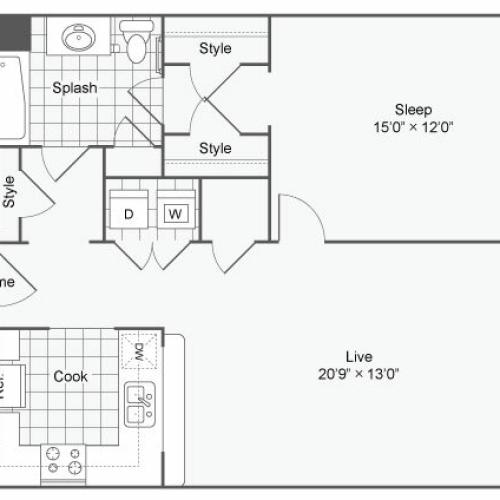 Floor Plan 118| Alamo Apartments San Antonio TX | Arrive Eilan