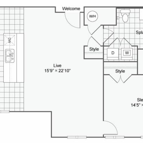Floor Plan 49| Alamo Apartments San Antonio TX | Arrive Eilan