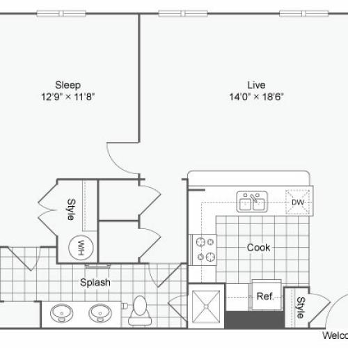 Floor Plan 59| Alamo Apartments San Antonio TX | Arrive Eilan