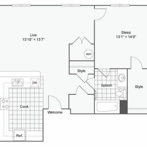 Floor Plan 61| Alamo Apartments San Antonio TX | Arrive Eilan