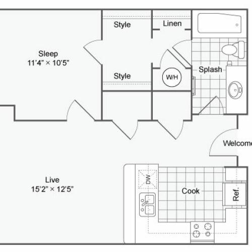 Floor Plan 65| Alamo Apartments San Antonio TX | Arrive Eilan