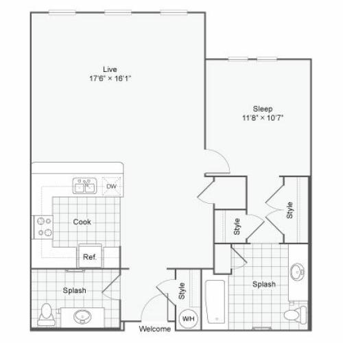 Floor Plan 73| Alamo Apartments San Antonio TX | Arrive Eilan