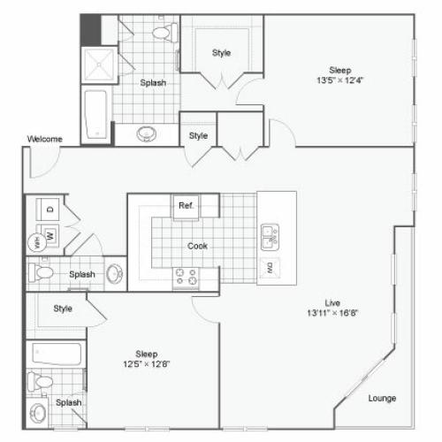 Floor Plan 83| Alamo Apartments San Antonio TX | Arrive Eilan