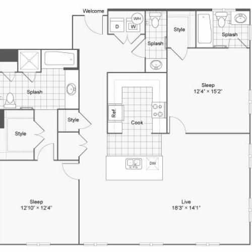 Floor Plan 89| Alamo Apartments San Antonio TX | Arrive Eilan