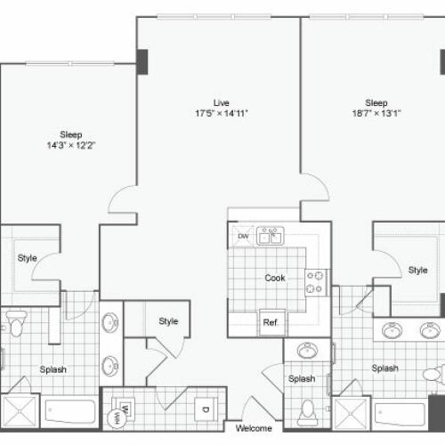 Floor Plan 99| Alamo Apartments San Antonio TX | Arrive Eilan