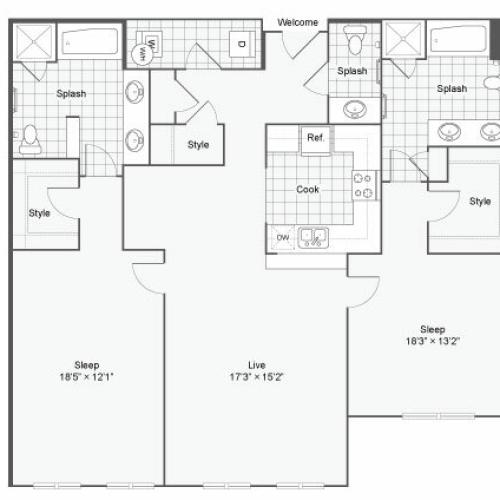 Floor Plan 100| Alamo Apartments San Antonio TX | Arrive Eilan