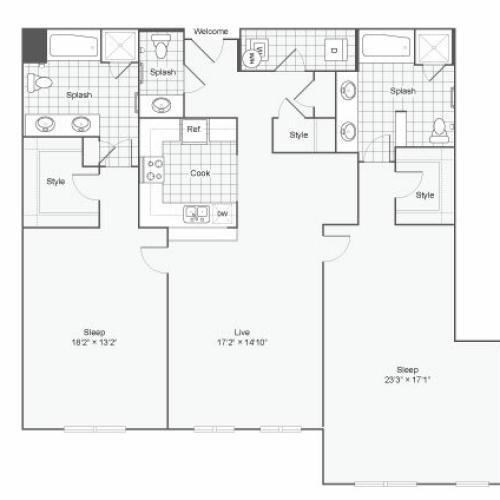 Floor Plan 102| Alamo Apartments San Antonio TX | Arrive Eilan