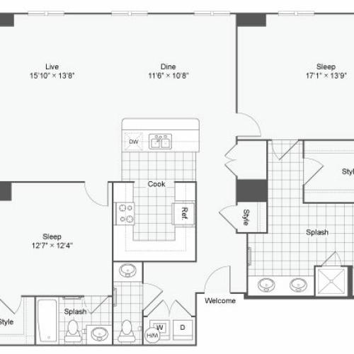 Floor Plan 106| Alamo Apartments San Antonio TX | Arrive Eilan