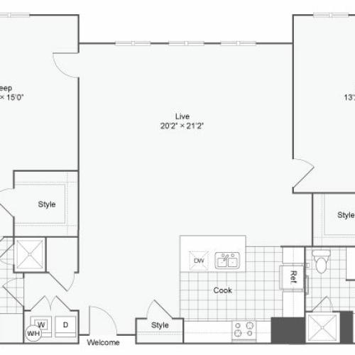 Floor Plan 109| Alamo Apartments San Antonio TX | Arrive Eilan