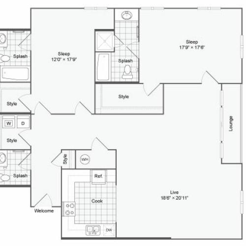 Floor Plan 116| Alamo Apartments San Antonio TX | Arrive Eilan