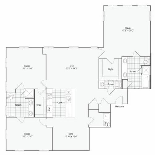 Floor Plan 117| Alamo Apartments San Antonio TX | Arrive Eilan