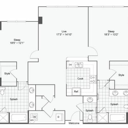 Floor Plan 101| Alamo Apartments San Antonio TX | Arrive Eilan