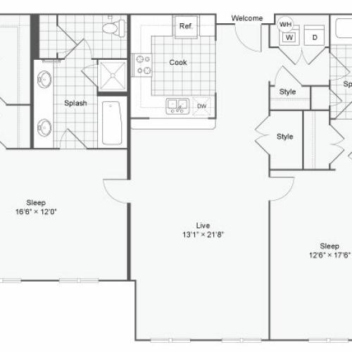 Floor Plan 111| Alamo Apartments San Antonio TX | Arrive Eilan