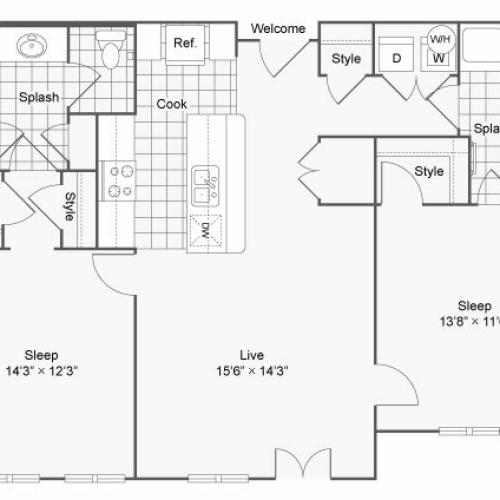 Floor Plan 75| Alamo Apartments San Antonio TX | Arrive Eilan