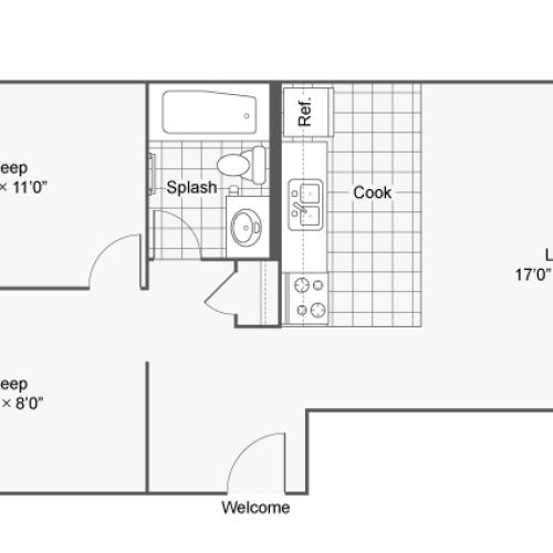 Floor Plan 12 | 2 Bedroom Apartments Denver | Renew on Stout