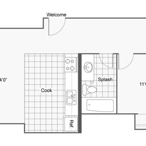 1 Bedroom Floor Plan | Apartments In Denver Colorado | Renew on Stout