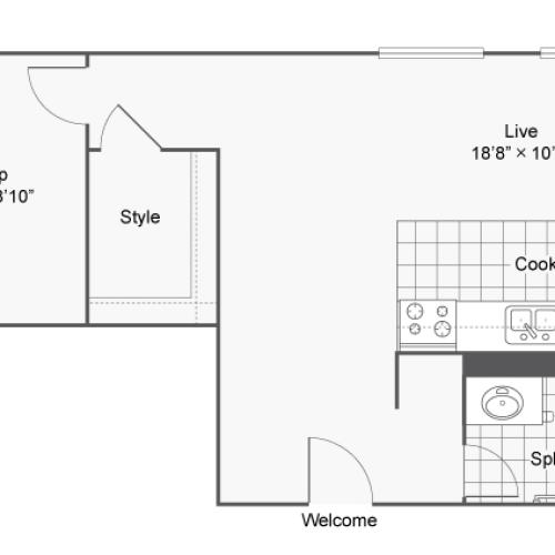 Floor Plan 2 | 2 Bedroom Apartments Denver | Renew on Stout