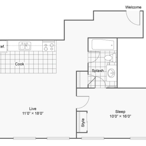 Floor Plan 8 | Denver Colorado Apartments | Renew on Stout