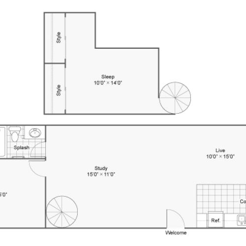 2 Bedroom Floor Plan | Denver Colorado Apartments | Renew on Stout