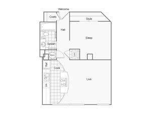 1 Bdrm Floor Plan | Studio Apartments Downtown Wichita KS | ReNew Wichita