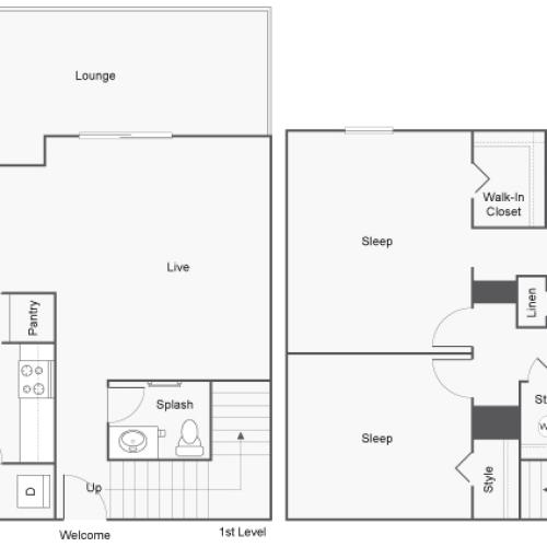 Floor Plan Layout | ReNew Highland Park Apartment Homes for Rent in Midland TX 79705