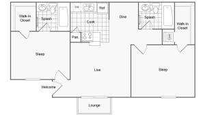 Floor Plan Layout | ReNew Garfield Apartment Homes for Rent in Midland TX 79705