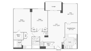 Floor Plan 2 | 2 Bedroom Apartments In Alexandria VA | Arrive 2801